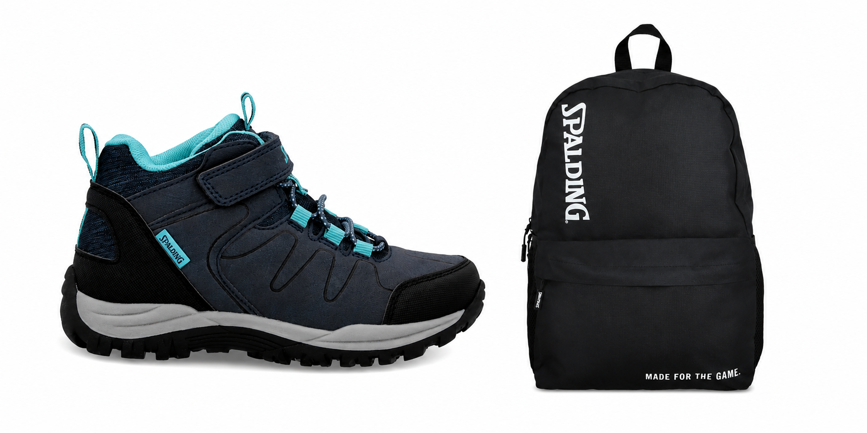 KIT ZAPATILLAS OUTDOOR AKON KIDS + MOCHILA PRISMA NEGRA SPALDING