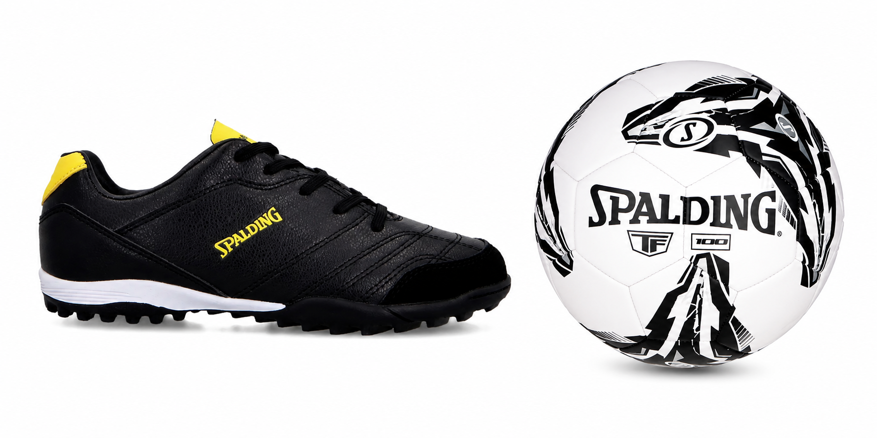 KIT ZAPATILLAS BABY FÚTBOL GOAL + BALÓN FÚTBOL TF100 SPALDING