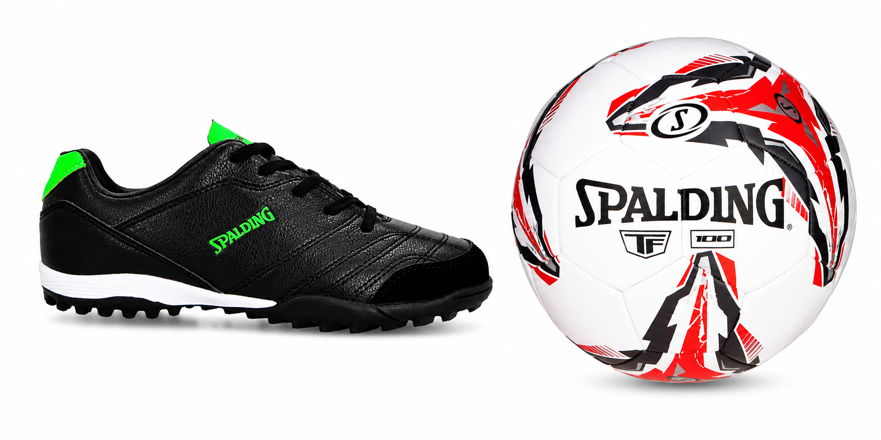 KIT ZAPATILLAS BABY FÚTBOL VERDE + BALÓN FÚTBOL TF100 SPALDING