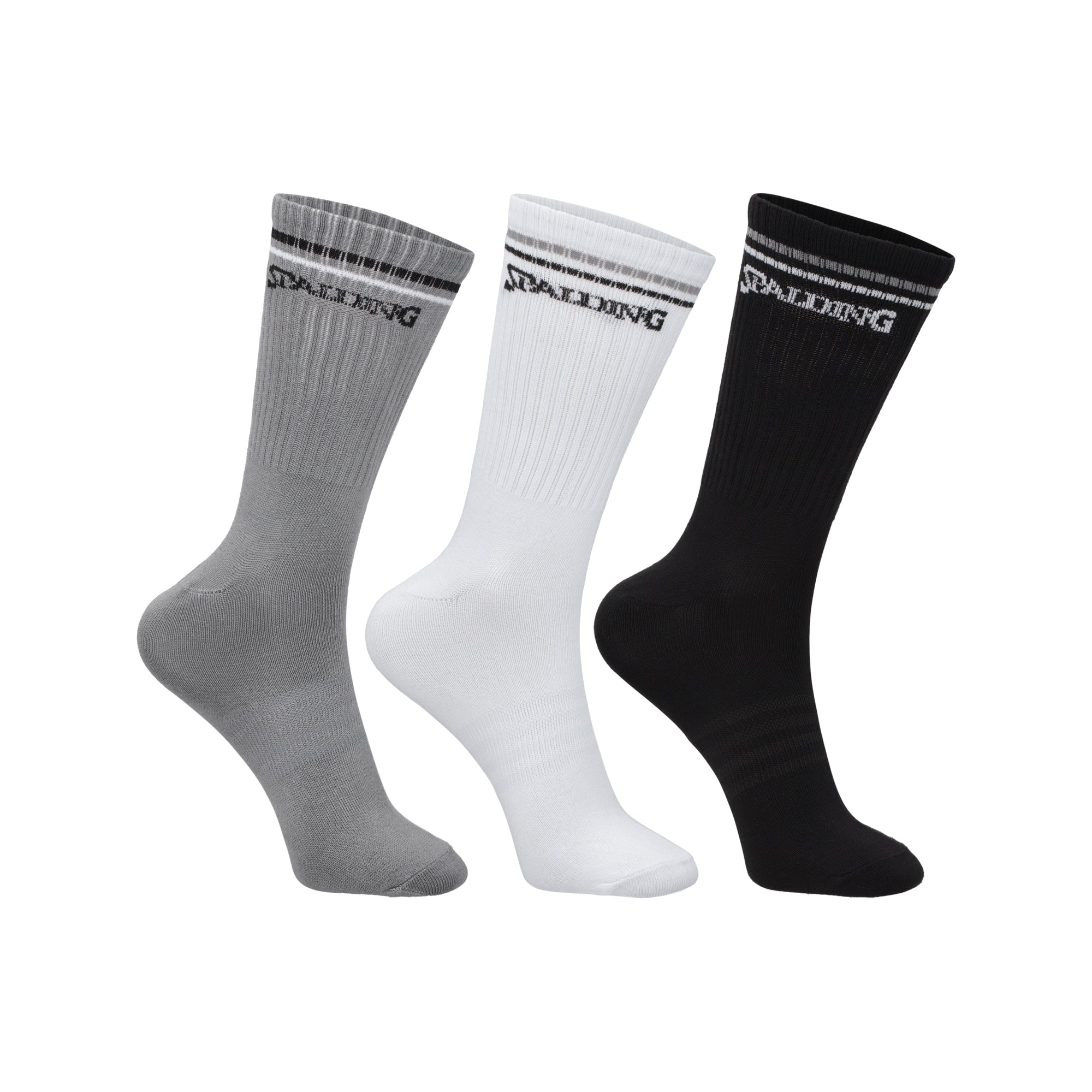CALCETINES TRIPACK SPALDING MEDIOS LINEAS 35-40 BNG