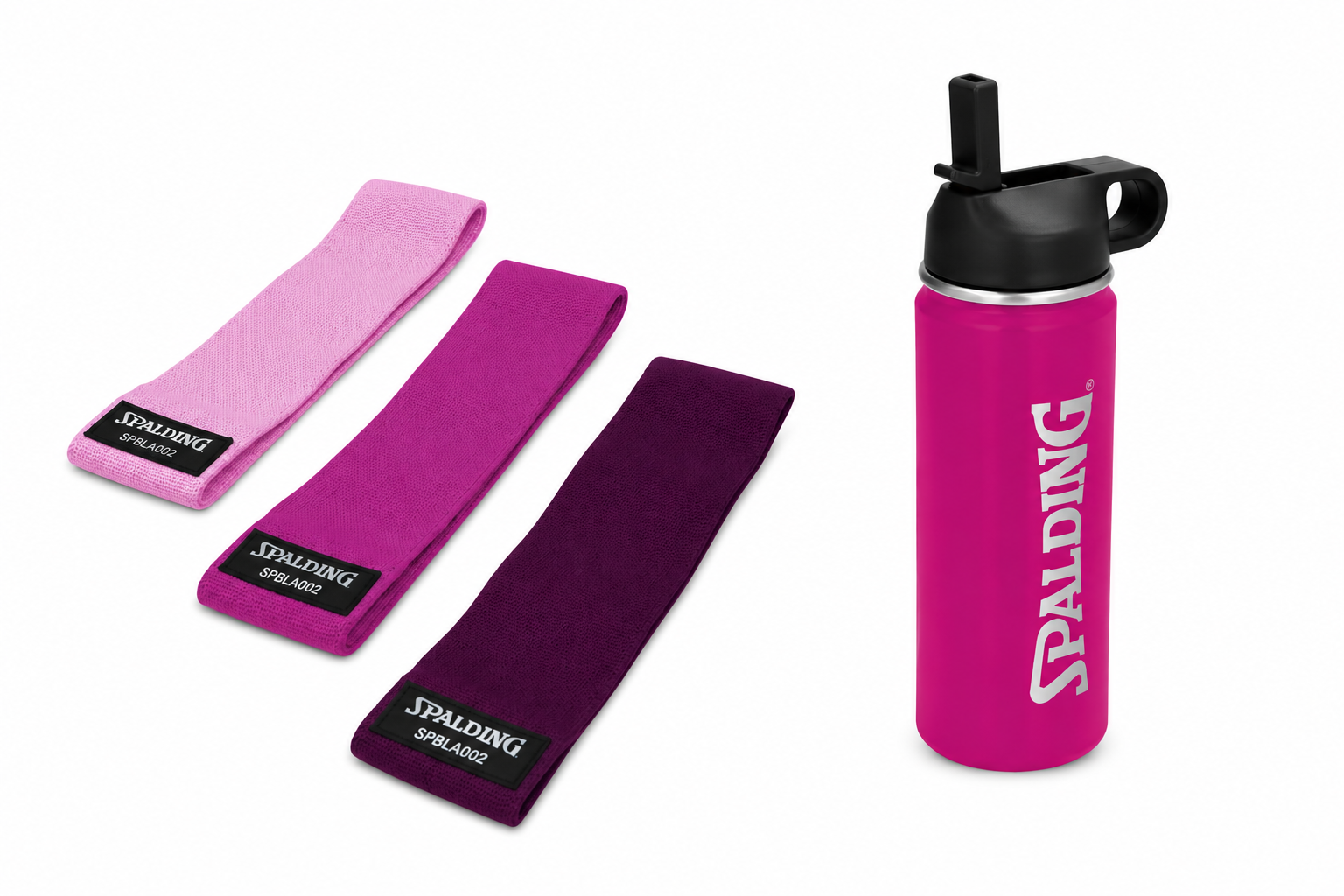 KIT ENTRENAMIENTO BANDAS DE RESISTENCIA Y BOTELLA 550ML ROSA